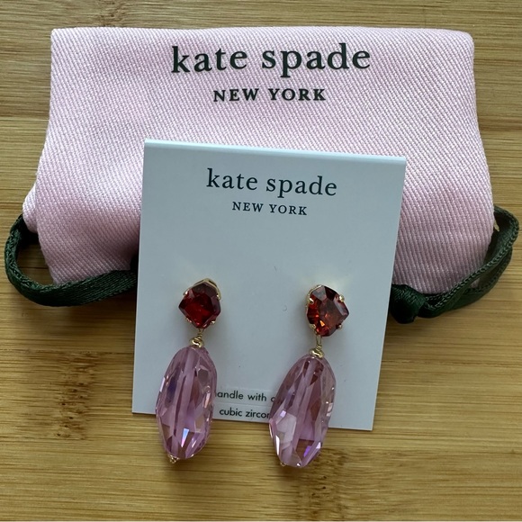 NWT Kate Spade New York Treasure Trove Drop Earrings Blush Multi One Size Pouch - Picture 2 of 4